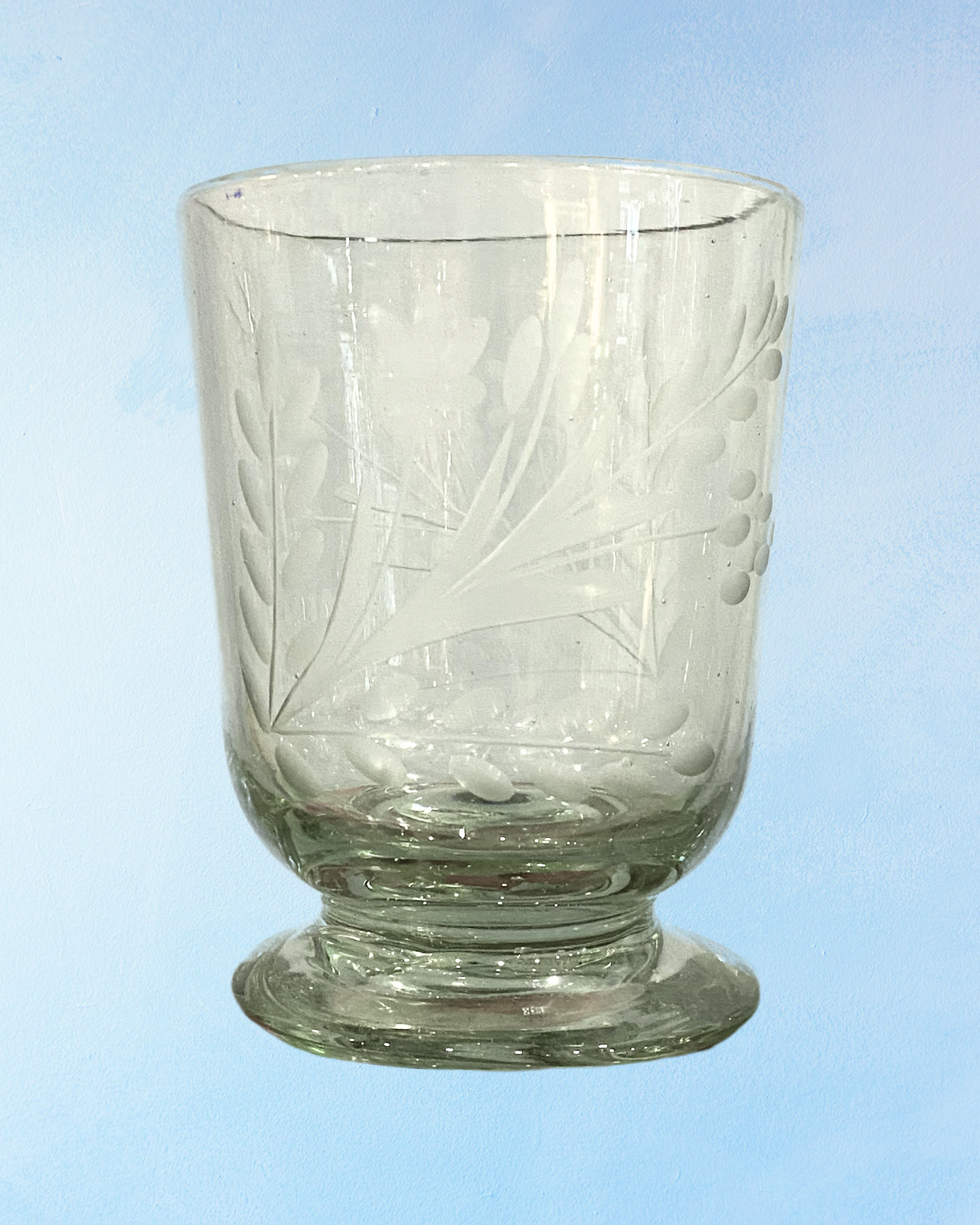 glassware - hand-etched footed wine glass