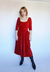 Magdala Dress in Red Velvet