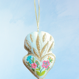 ornament - wintery white embroidered heart
