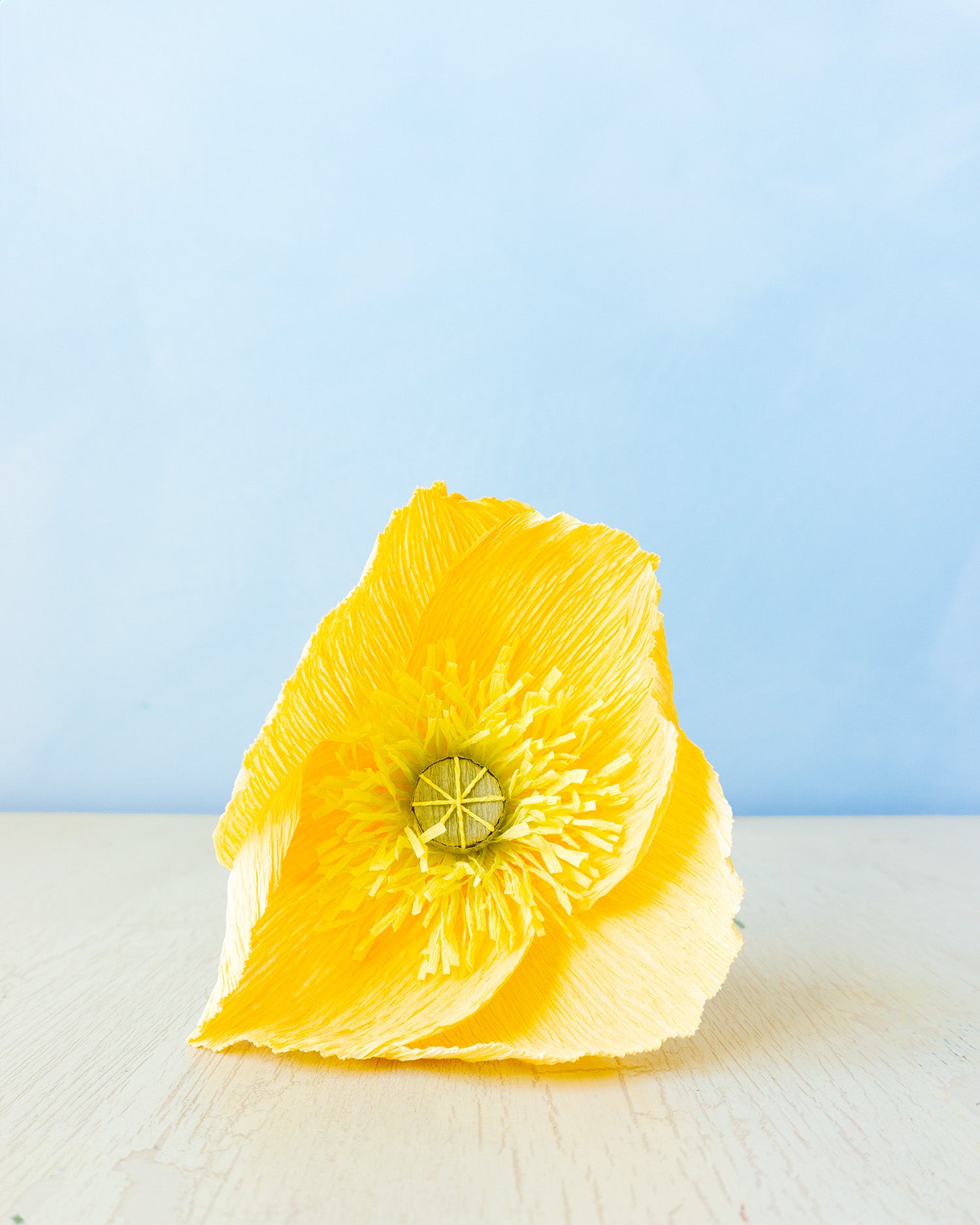handmade paper flower - yellow poppy