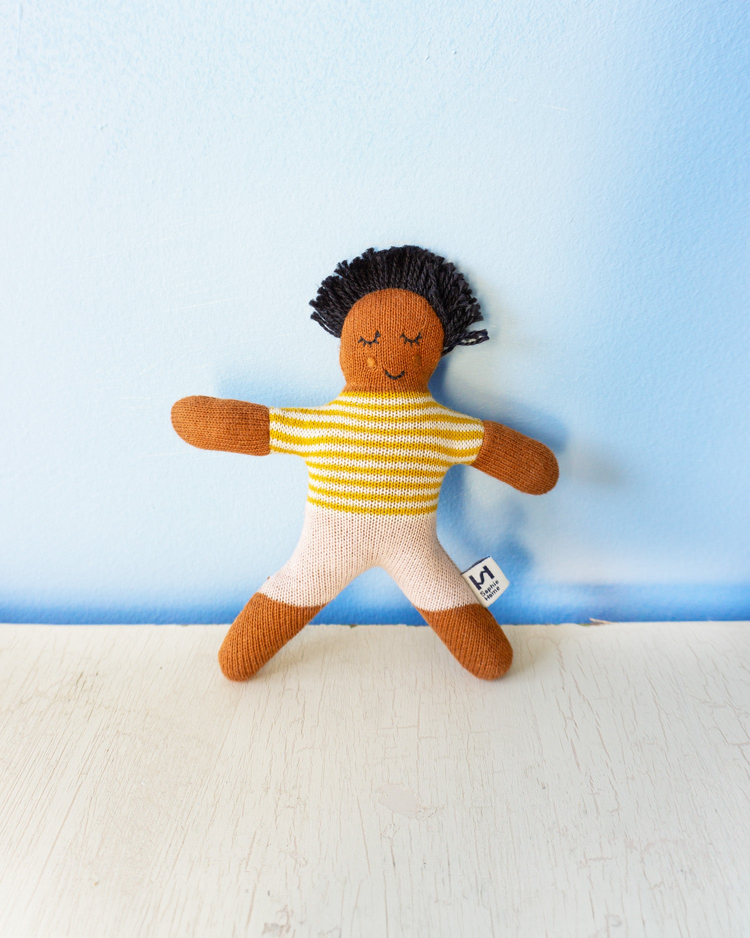 knit baby rattle - buddy citrus