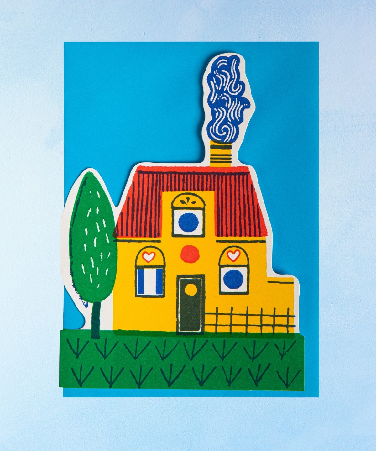 carte de vœux - maison jaune