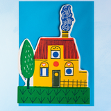 carte de vœux - maison jaune