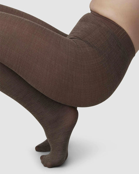 Yiva Fishbone Tights in mid brown