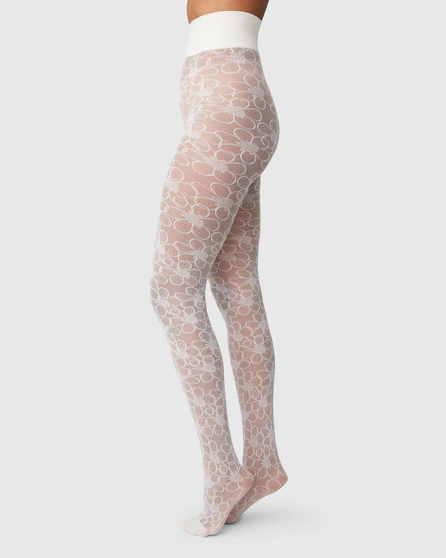  Koala Superstore Cute Floral Border Mid Thick Stockings Tights,  IVORY: Clothing, Shoes & Jewelry