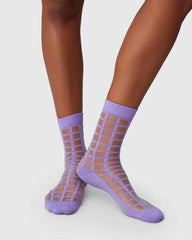 socks - lavender grid