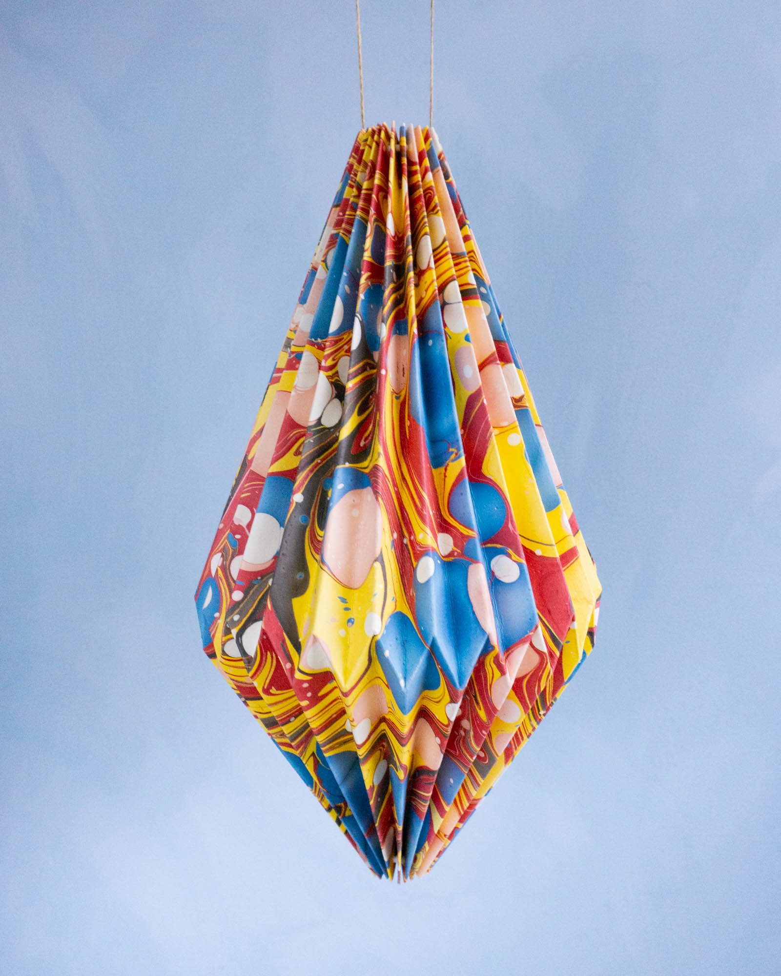 marbled paper lantern - primary colours+pink!