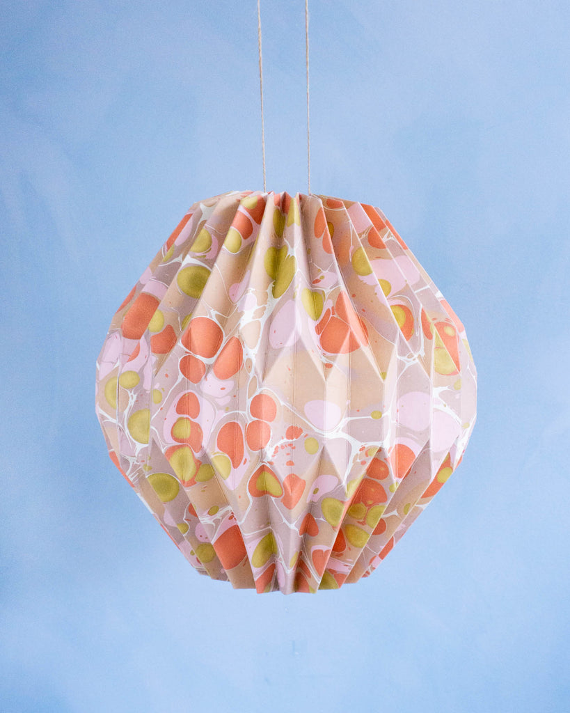 marbled paper lantern - blush etc