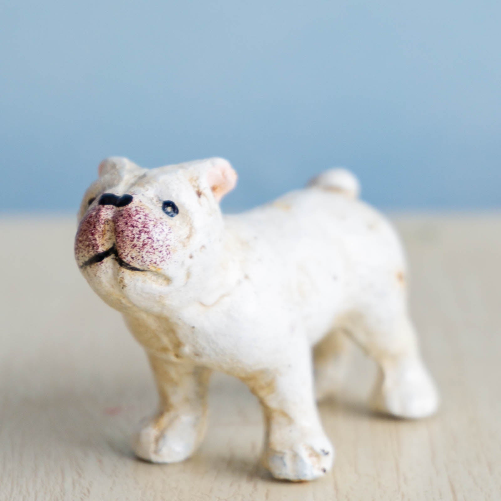 Little white cast Iron bulldog paper weight/ friend