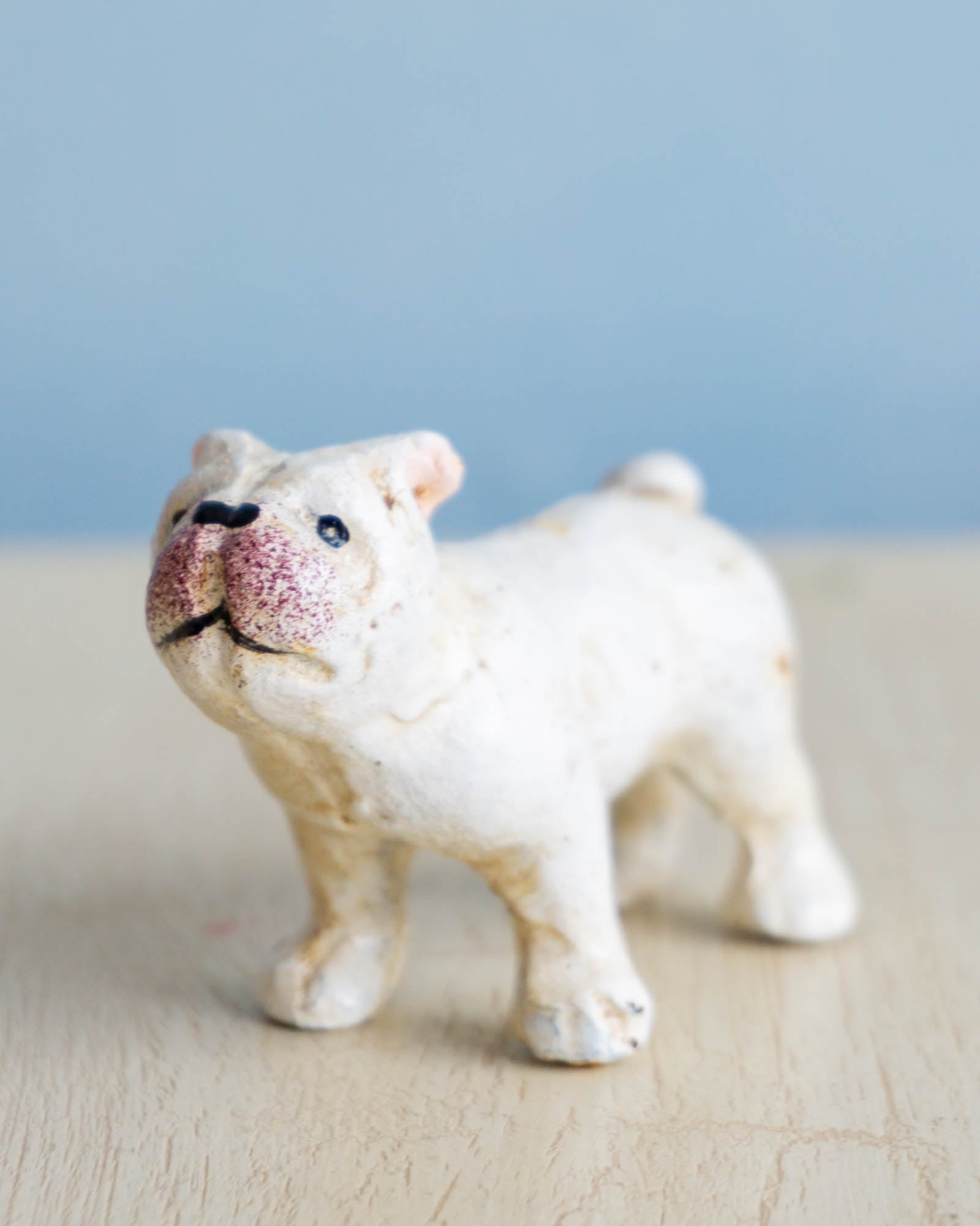 Little white cast Iron bulldog paper weight/ friend