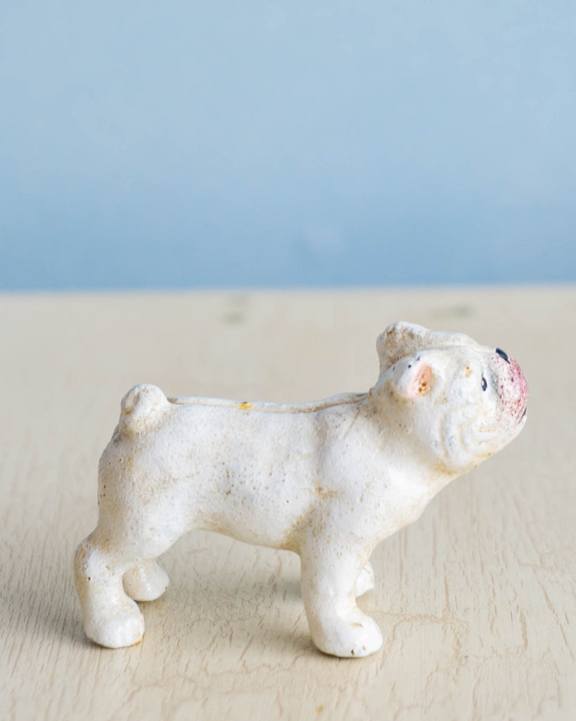 Little white cast Iron bulldog paper weight/ friend