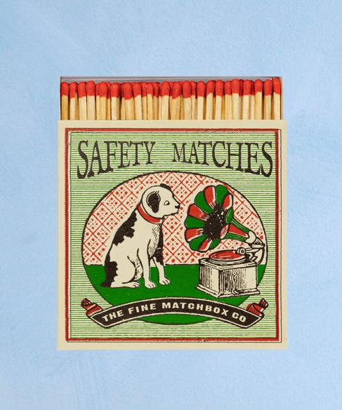 Archivist safety matches - puppy and gramaphone