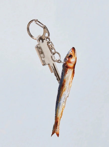 Realistic-looking sardine keychain.