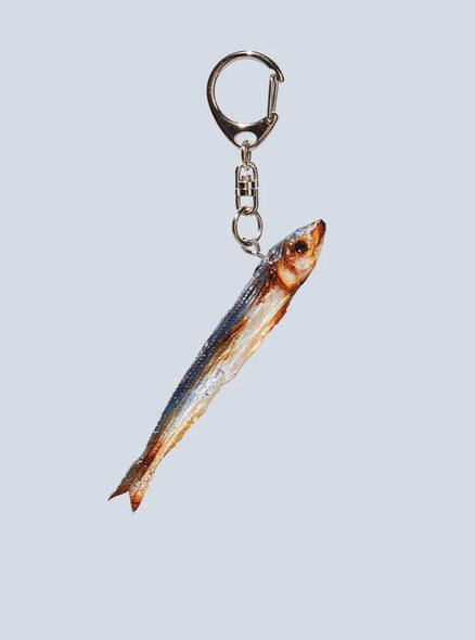 Realistically-looking sardine keychain.