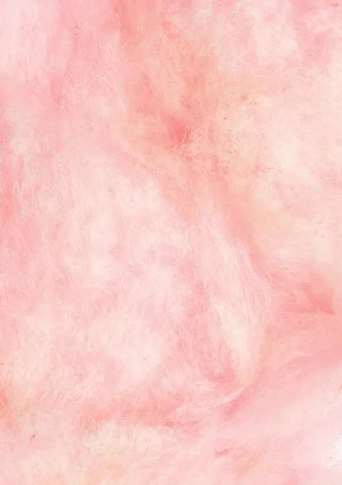 close up on Flossie cotton candy in pink vanilla