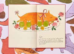 A full page spread of a piglet and a short write-up from Andy Warhol Seven Illustrated Books from 1952-1958.