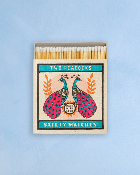 Archivist safety matches - two peacocks