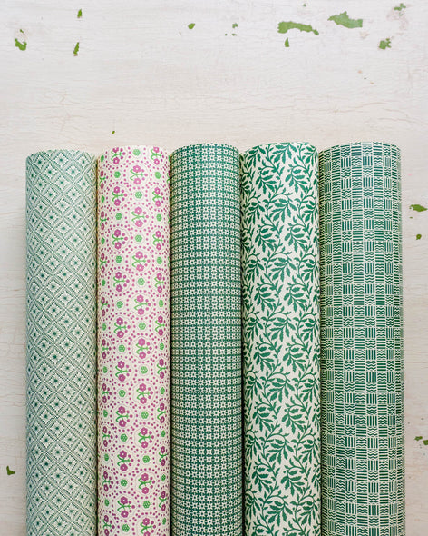 wrapping paper - greens (assorted prints)