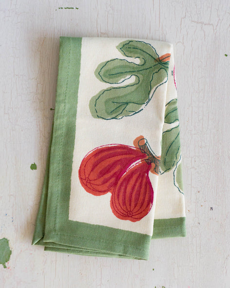 tea towel - fig red & green