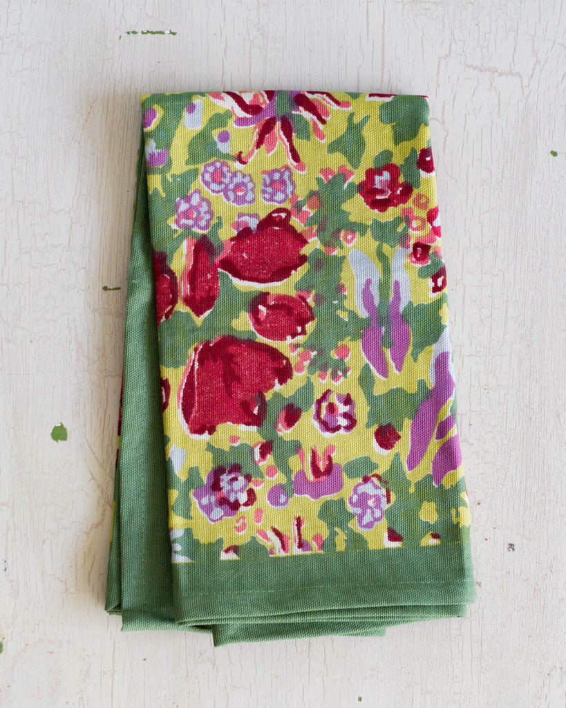 tea towel - jardin red & green