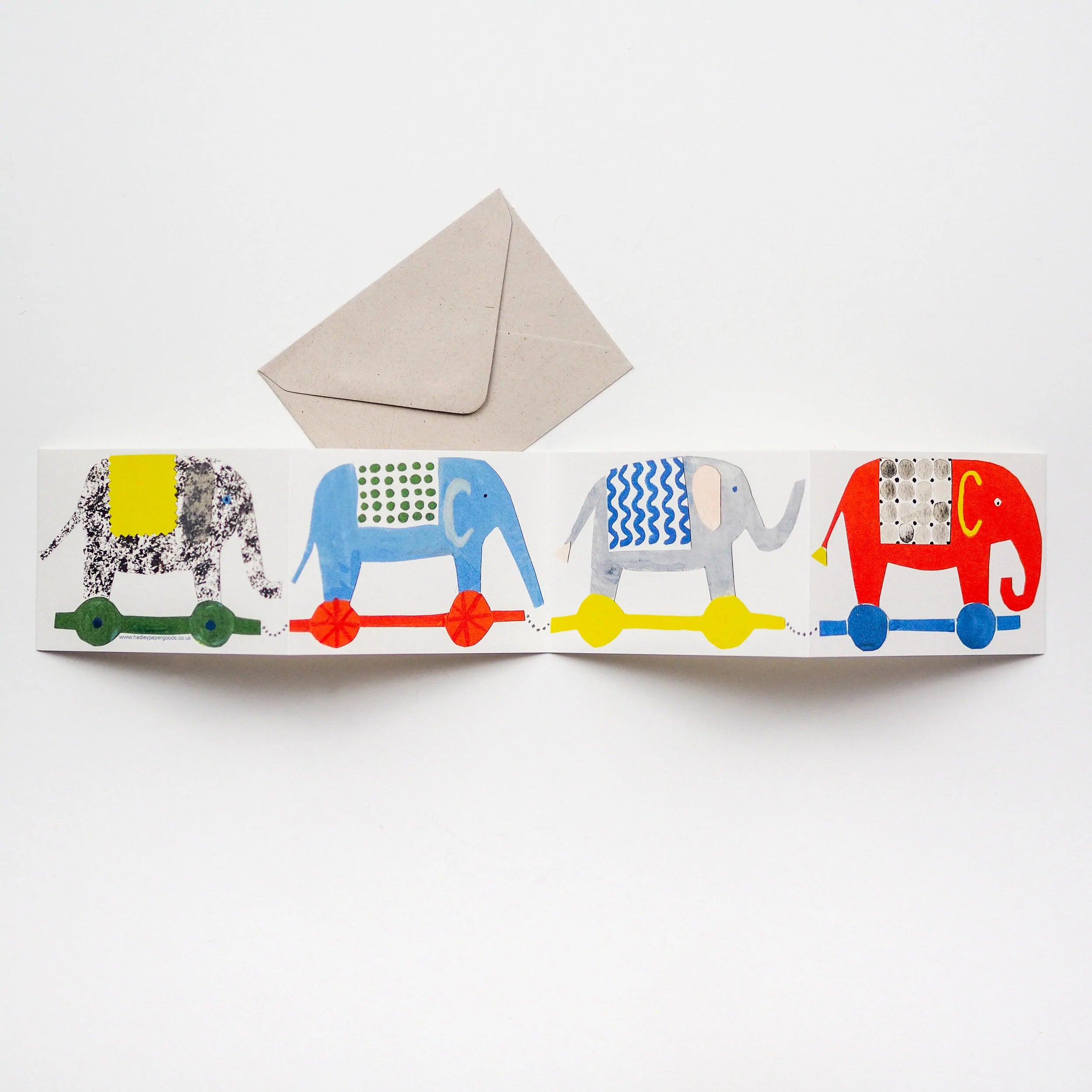 greeting card - little elephant concertina