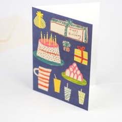 The perfect birthday greeting card, for both old or young alike. Illustrated with oil pastels and paper cut-outs. 
