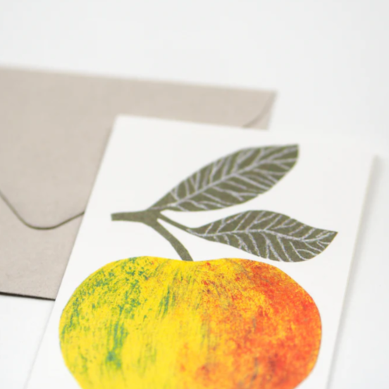 A wee greeting card featuring a fresh and ripe apple.