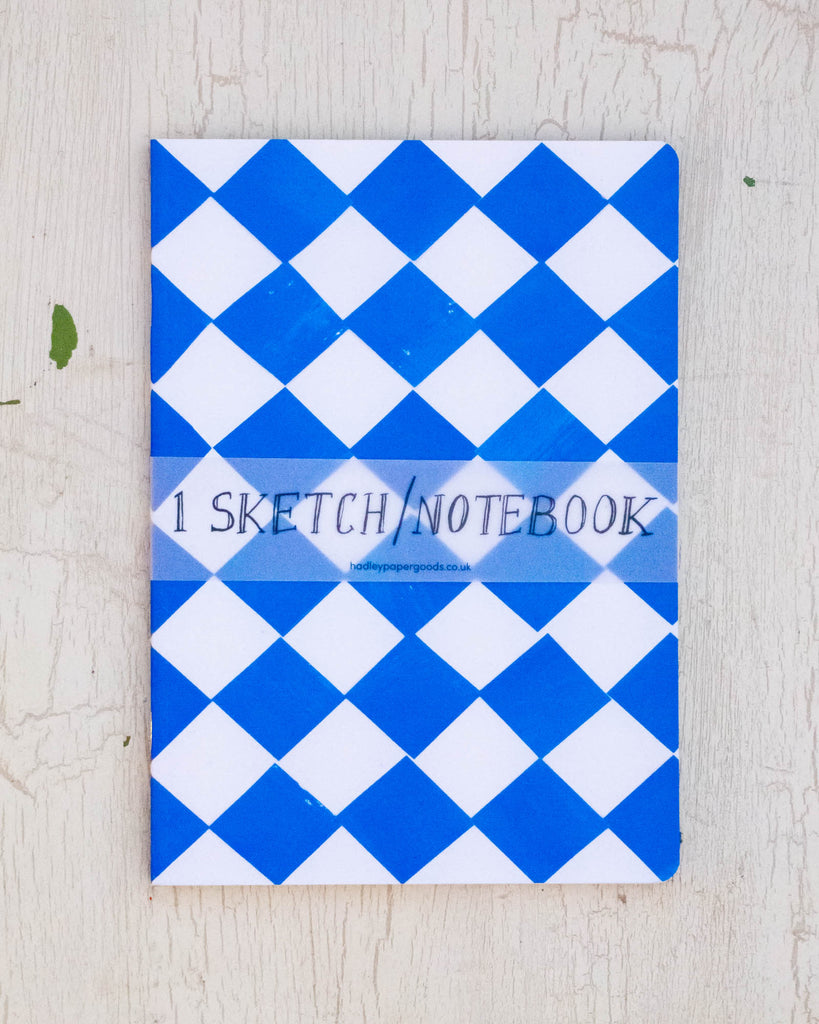 notebook - blue & white chequered