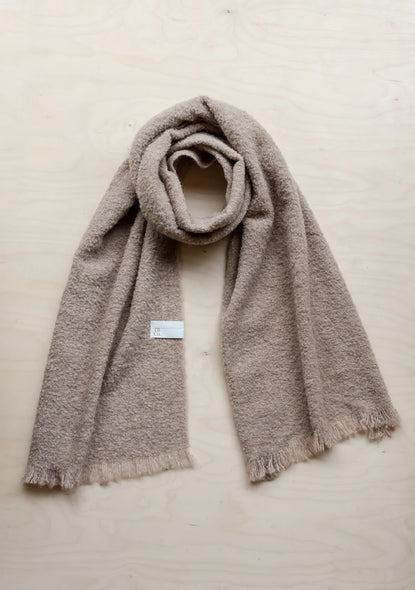 Light brown alpaca wool scarf.