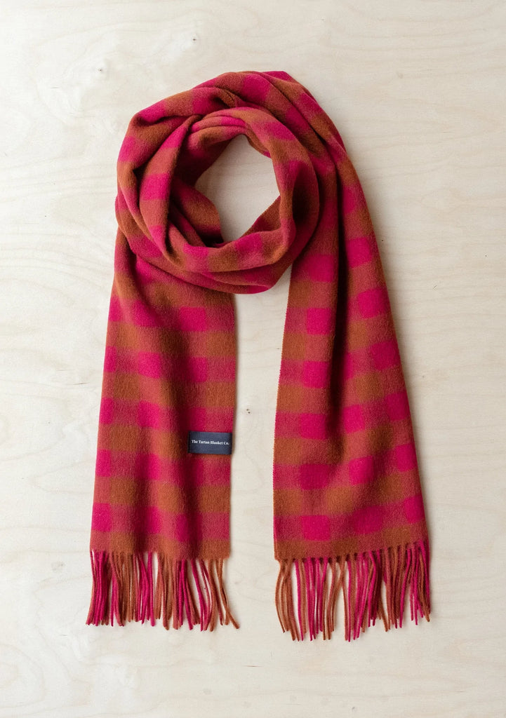 lambswool scarf - magenta gingham